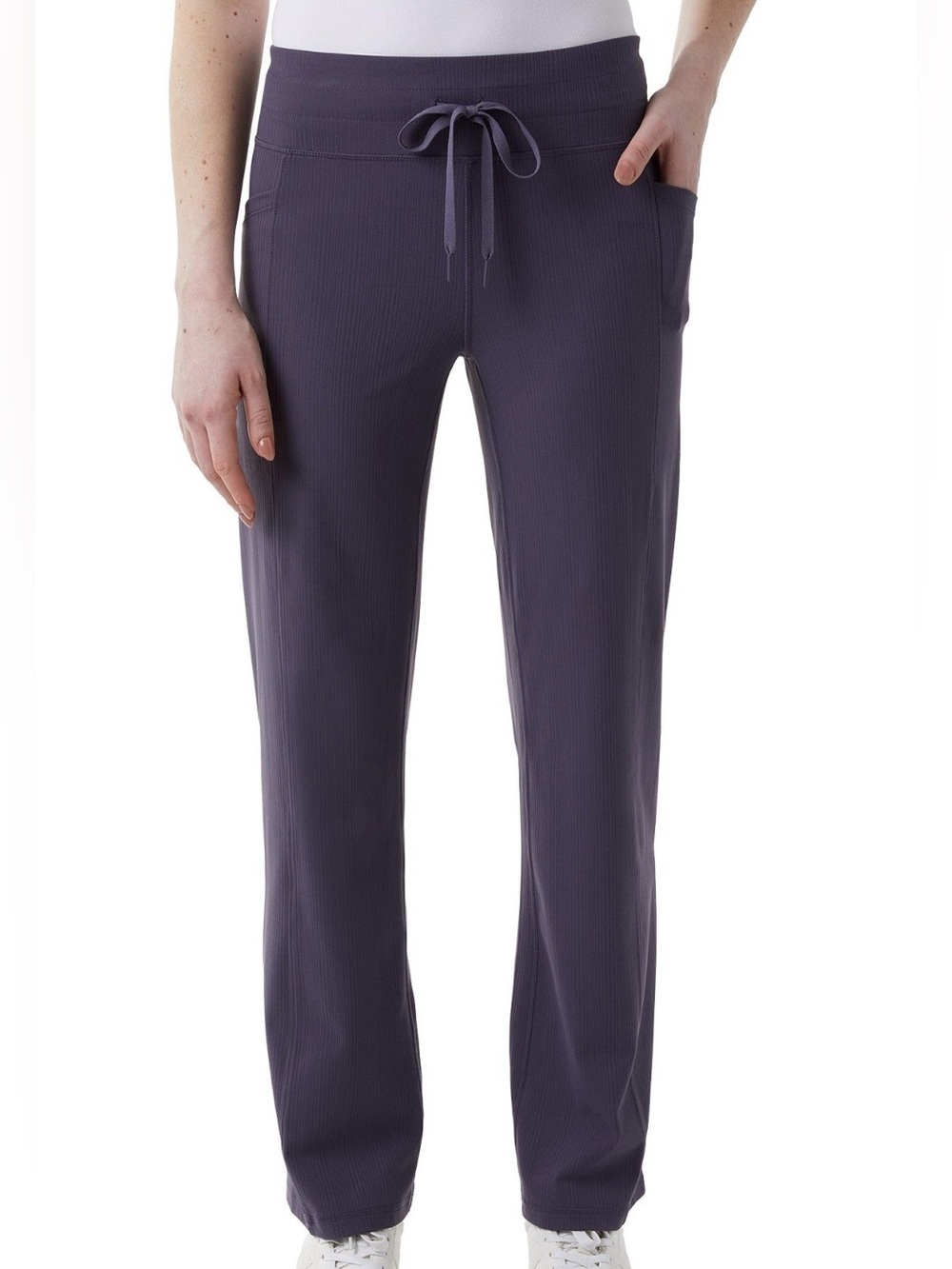 32 Degrees Cool Ribbed Semi-Flare Wide Leg Pant Purple Womens Large NWT